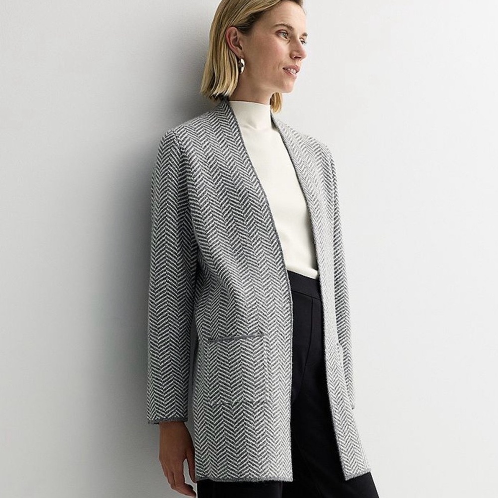 Nine West Women’s Black White Patterned Print Cardigan